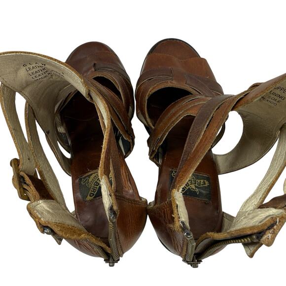 Freebird Claw Sandal Women Size 9 Gladiator Cage Brown Strappy Chunky Leather - Picture 11 of 12